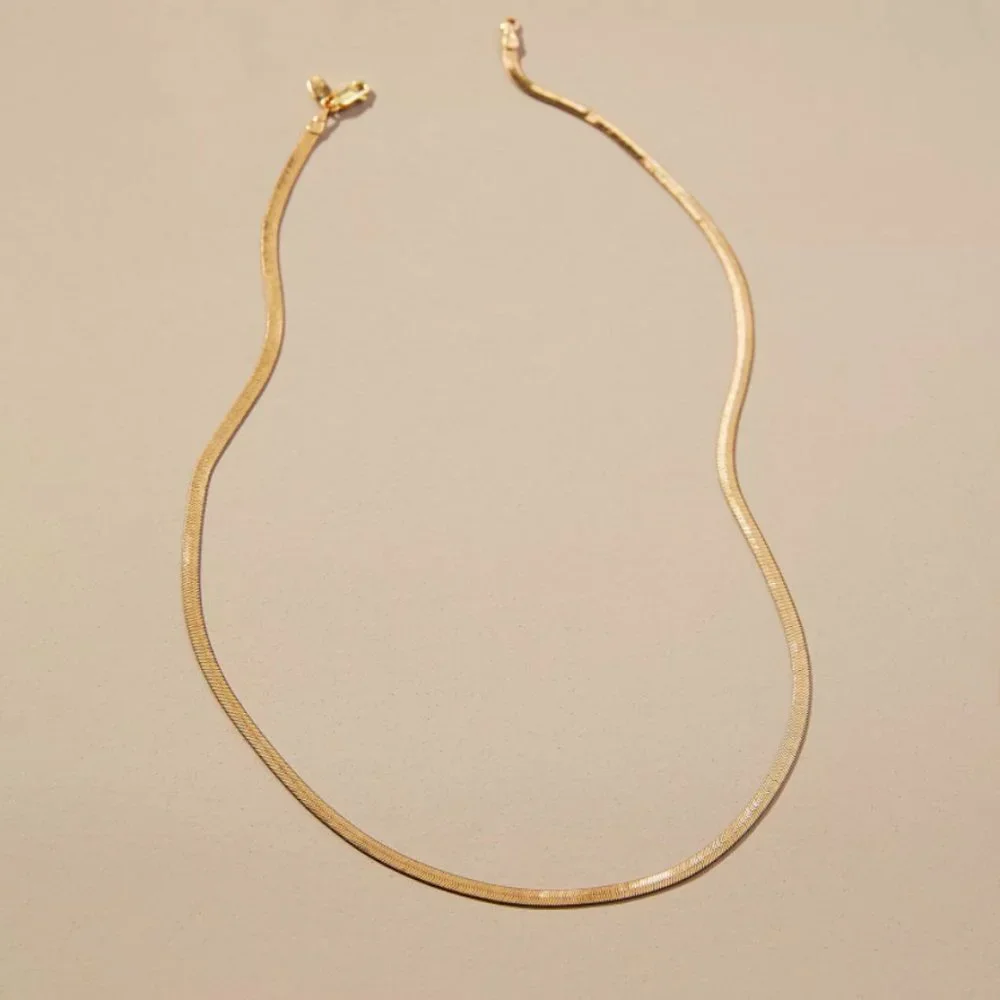 NWT! Anthopologie Flat Gold Herringbone Necklace - Picture 2 of 9